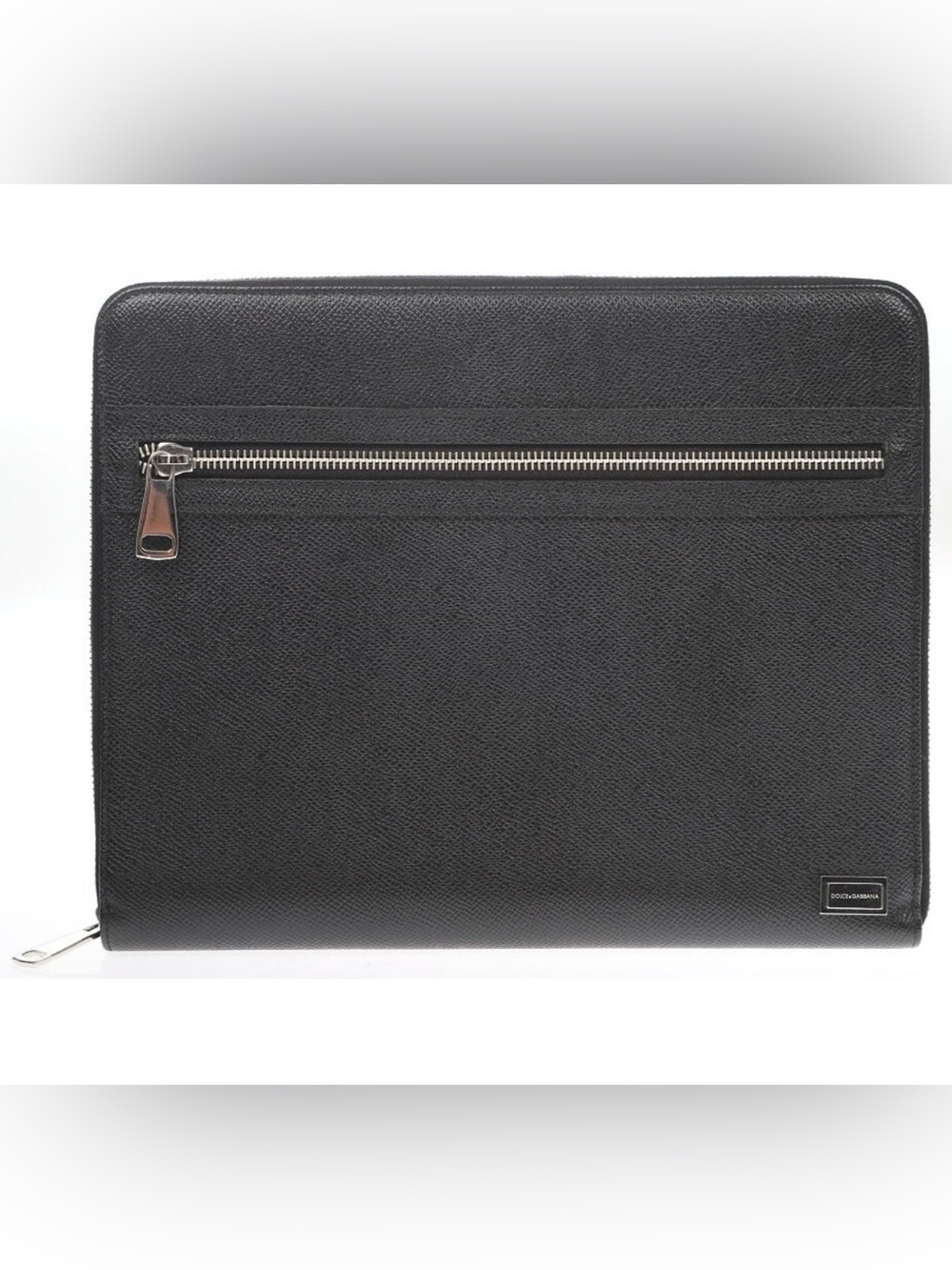 Dolce & Gabbana Black Leather Zip Portfolio unisex new